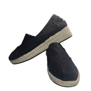 BOBS from Skechers Womens 6.5 Black Espadrille Platform Slip On 34101 BLK